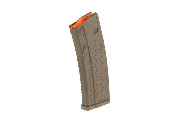 Hexmag 10/30 Series 2 AR 10-Round Magazine in FDE has an bright orange follower for high visibility